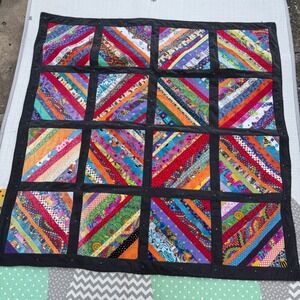 Vintage Scrappy Quilt Handmade Piecemakers Guild String Multicolor 54" throw